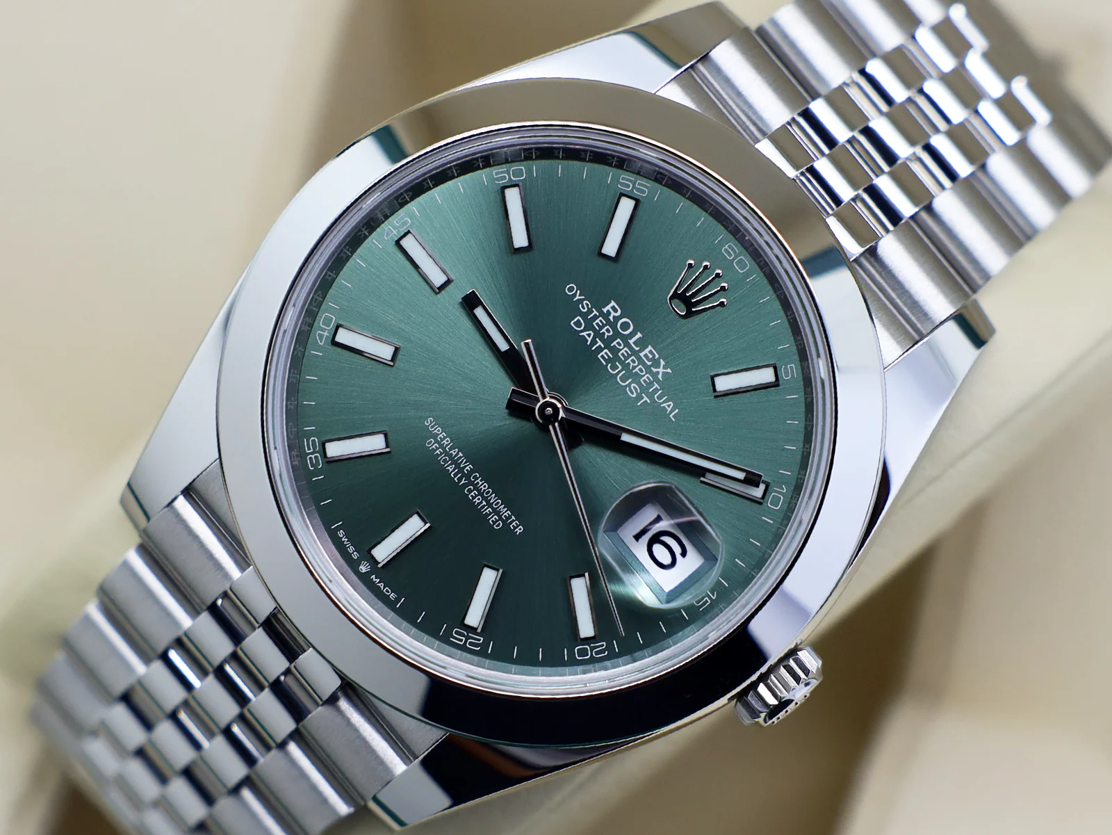 GENTS ROLEX DATEJUST 41mm 126300 STAINLESS STEEL MINT GREEN DIAL UNWORN 2025 UK B&P - Image 3