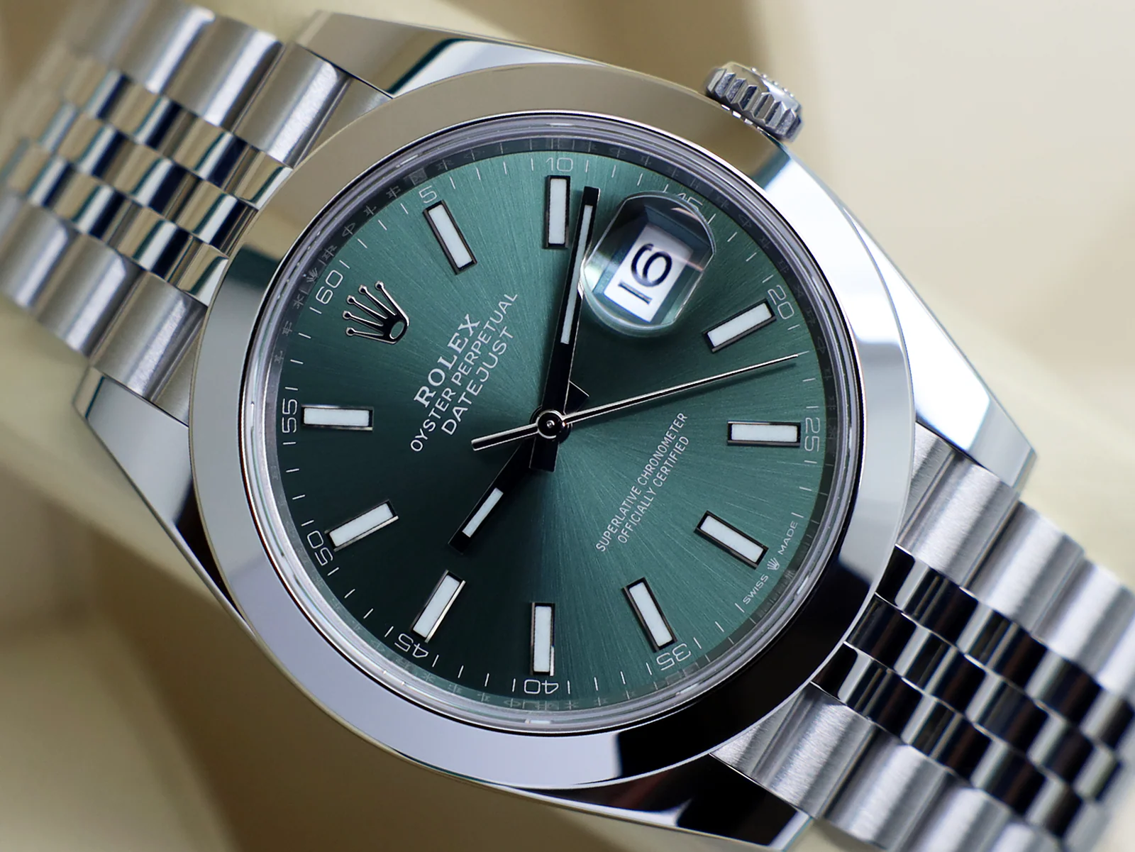 GENTS ROLEX DATEJUST 41mm 126300 STAINLESS STEEL MINT GREEN DIAL UNWORN 2025 UK B&P - Image 6