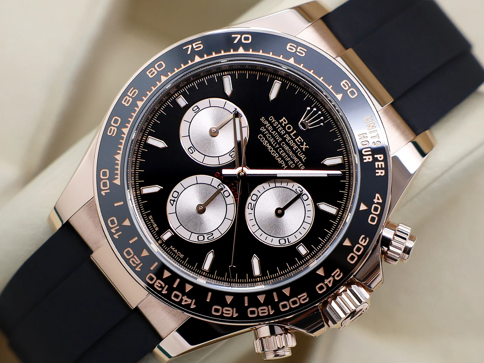 GENTS ROLEX DAYTONA 18ct ROSE GOLD OYSTERFLEX 126515LN BLACK DIAL NEW MODEL WARRANTY 2025 UK B&P - Image 3