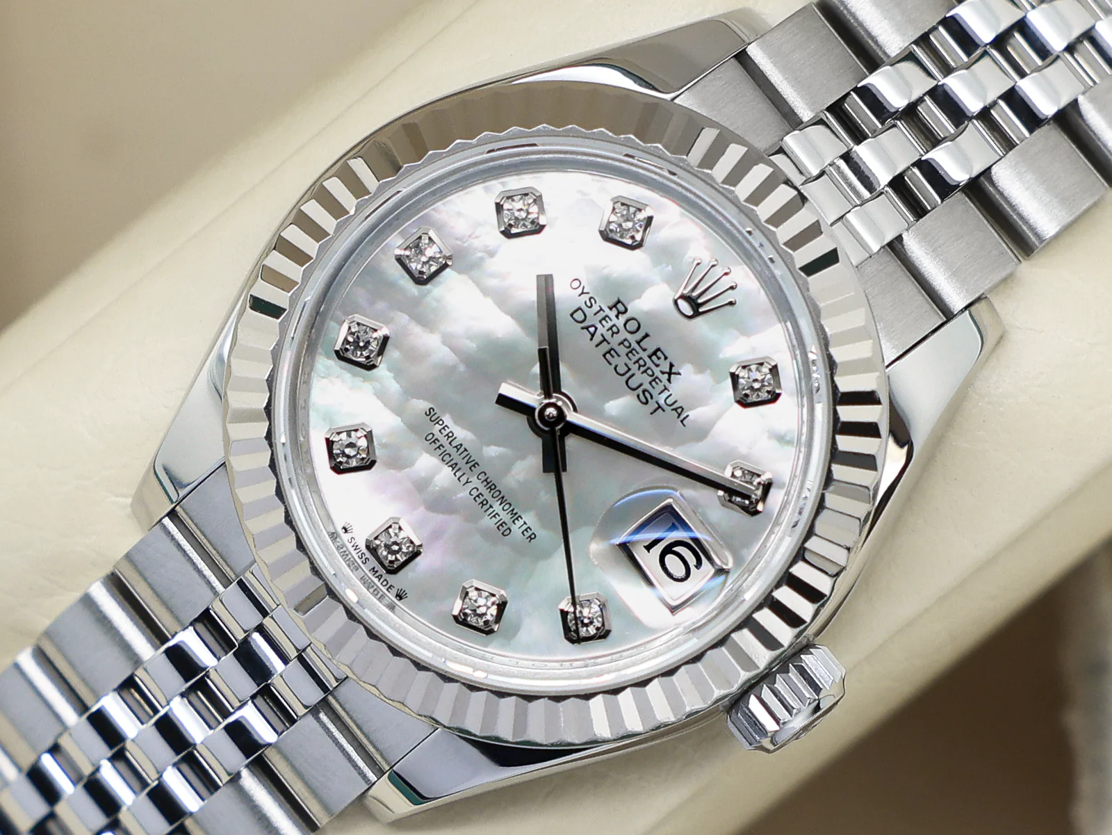 LADIES ROLEX DATEJUST 28mm 279174 STEEL WHITE MOTHER OF PEARL DIAMOND DIAL WARRANTY 2020 UK B&P - Image 3