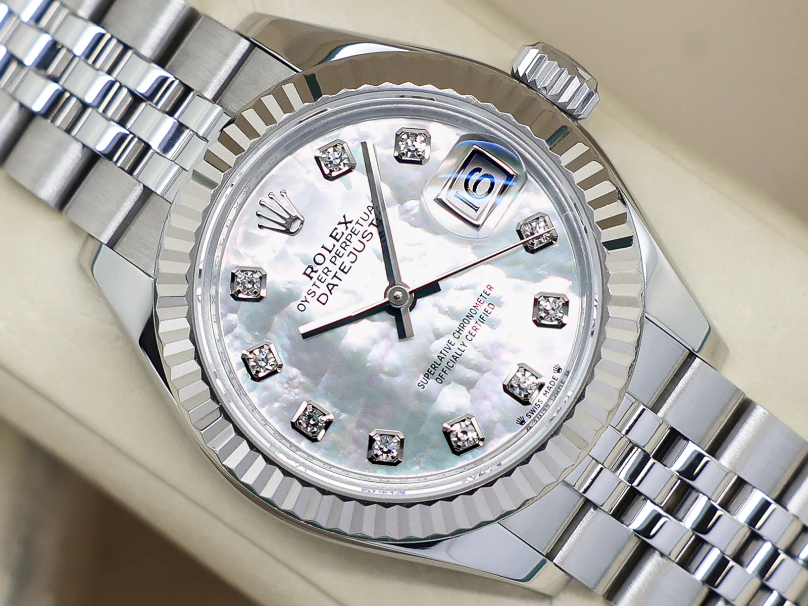 LADIES ROLEX DATEJUST 28mm 279174 STEEL WHITE MOTHER OF PEARL DIAMOND DIAL WARRANTY 2020 UK B&P - Image 6