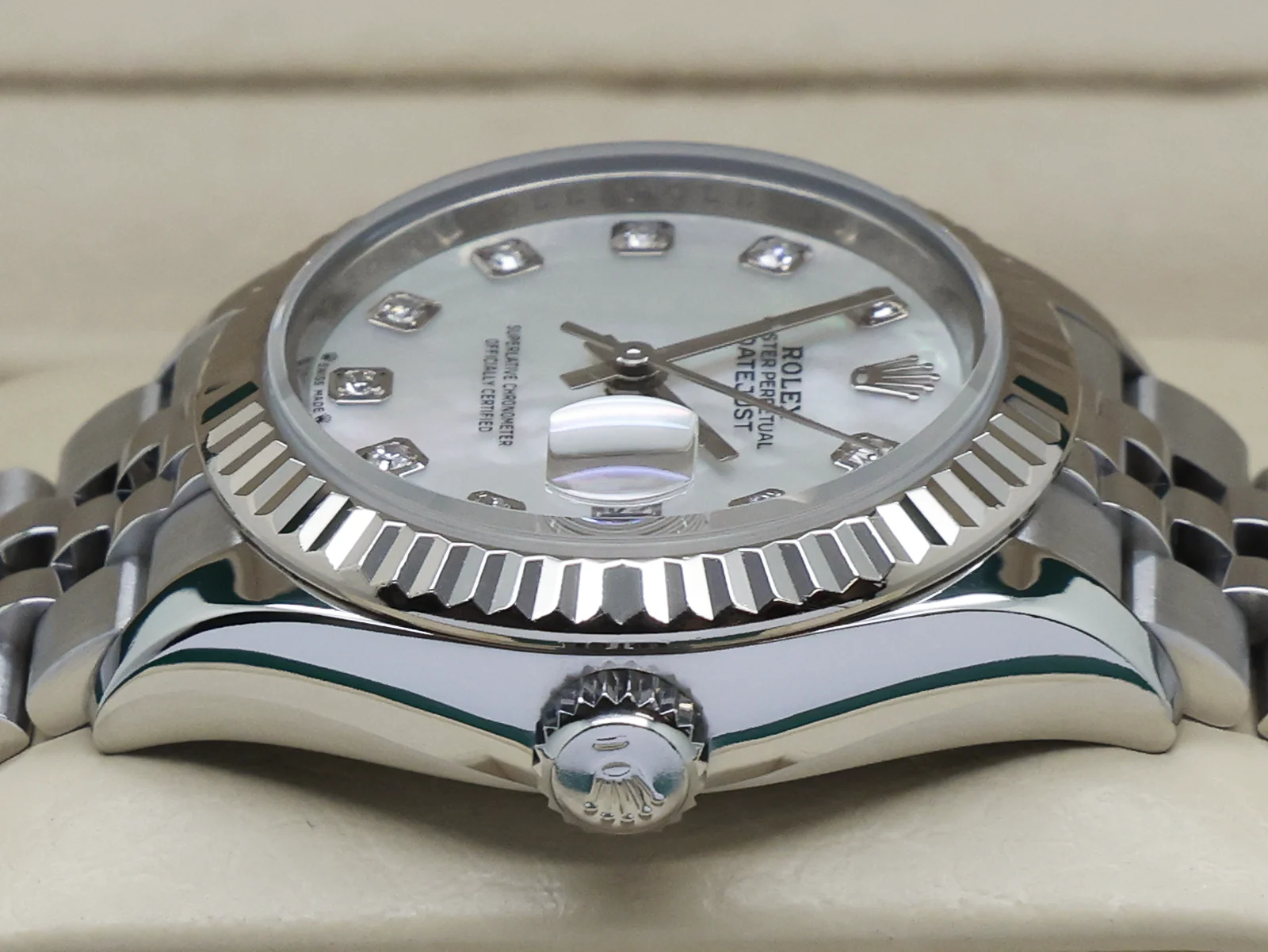 LADIES ROLEX DATEJUST 28mm 279174 STEEL WHITE MOTHER OF PEARL DIAMOND DIAL WARRANTY 2020 UK B&P - Image 7