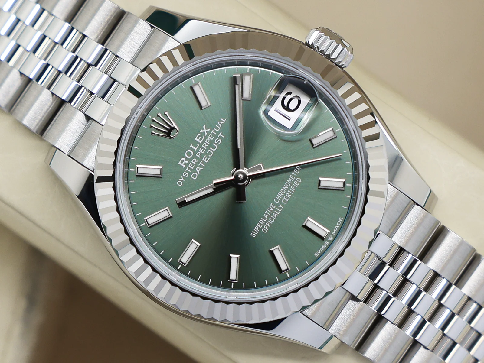 LADIES ROLEX DATEJUST MIDSIZE 31mm 278274 STAINLESS STEEL MINT GREEN DIAL UNWORN 2025 UK B&P - Image 6