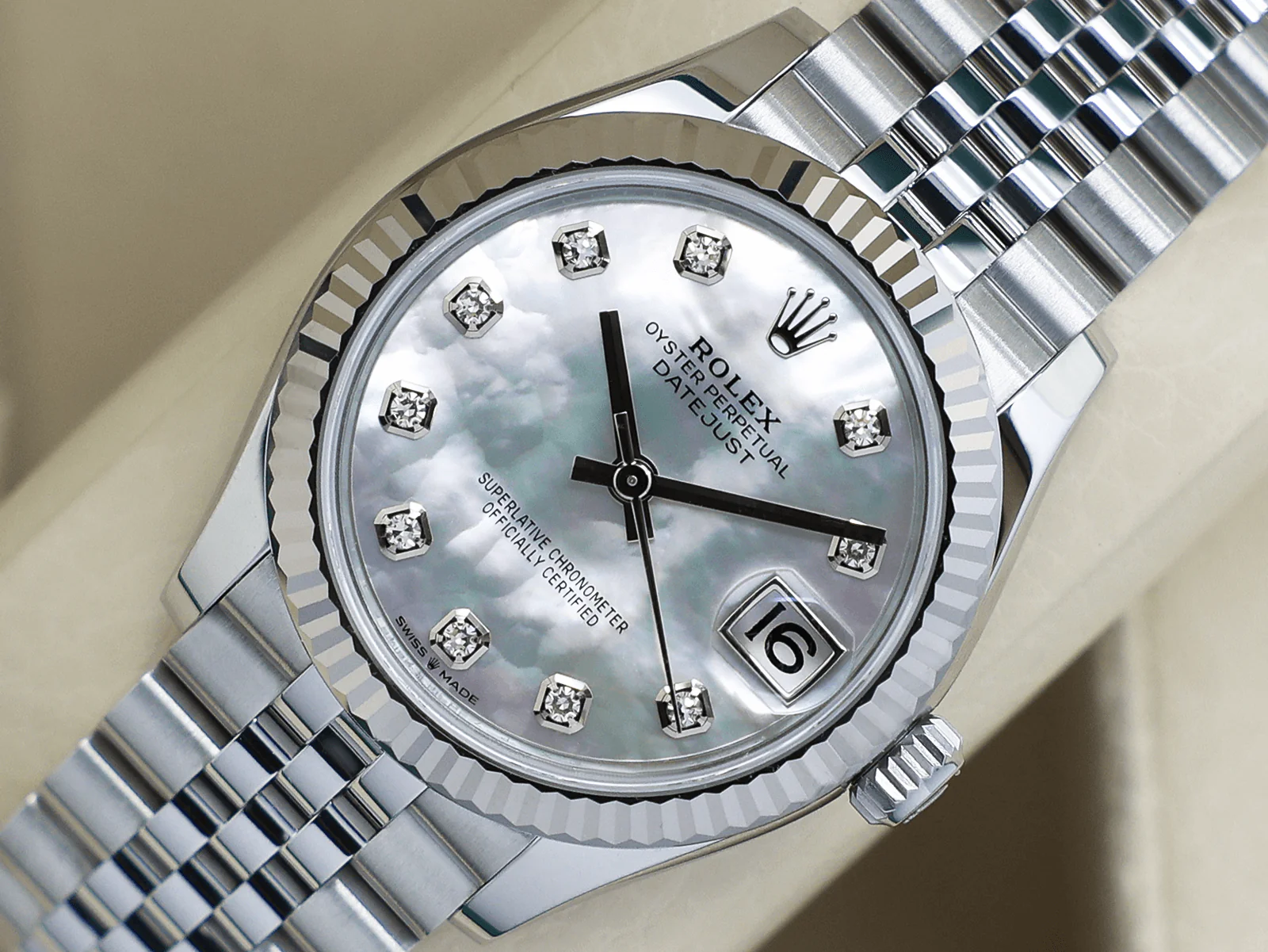 LADIES ROLEX DATEJUST MIDSIZE 31mm 278274 STEEL WHITE MOTHER OF PEARL DIAMOND DIAL UNWORN 2025 UK B&P - Image 3