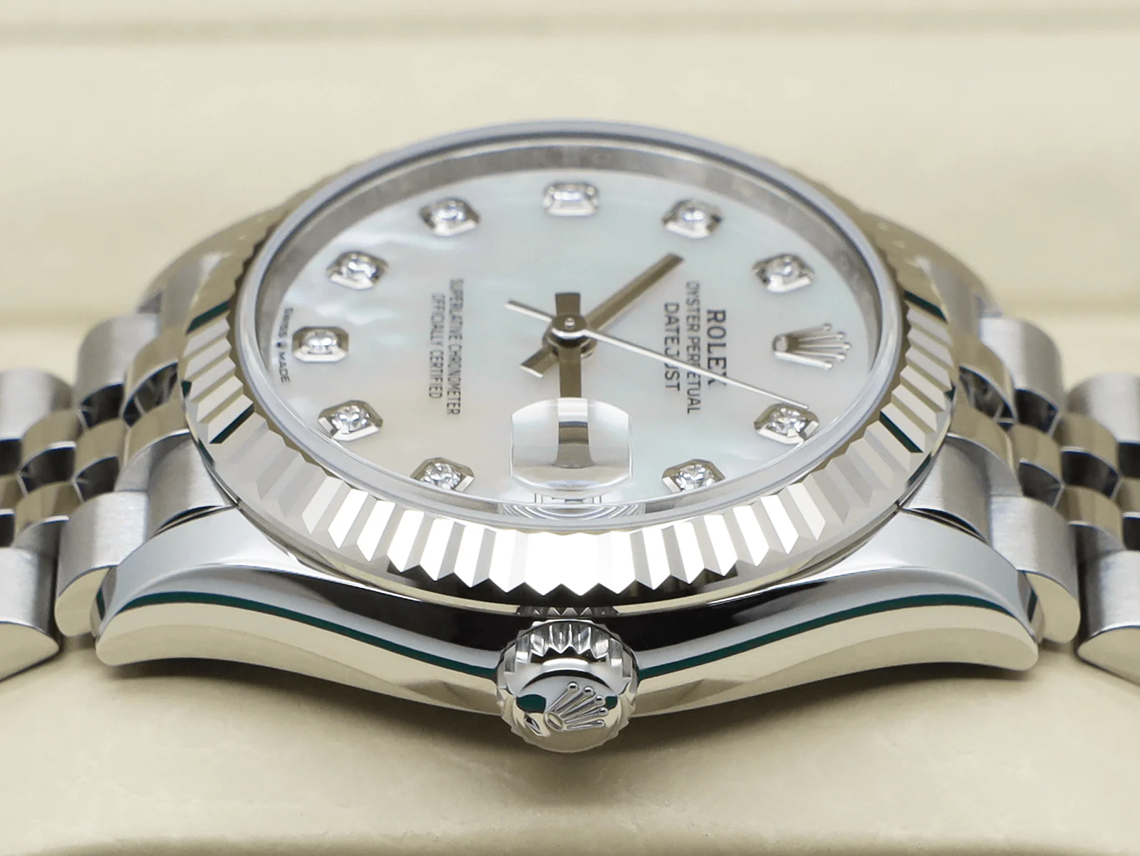 LADIES ROLEX DATEJUST MIDSIZE 31mm 278274 STEEL WHITE MOTHER OF PEARL DIAMOND DIAL UNWORN 2025 UK B&P - Image 4