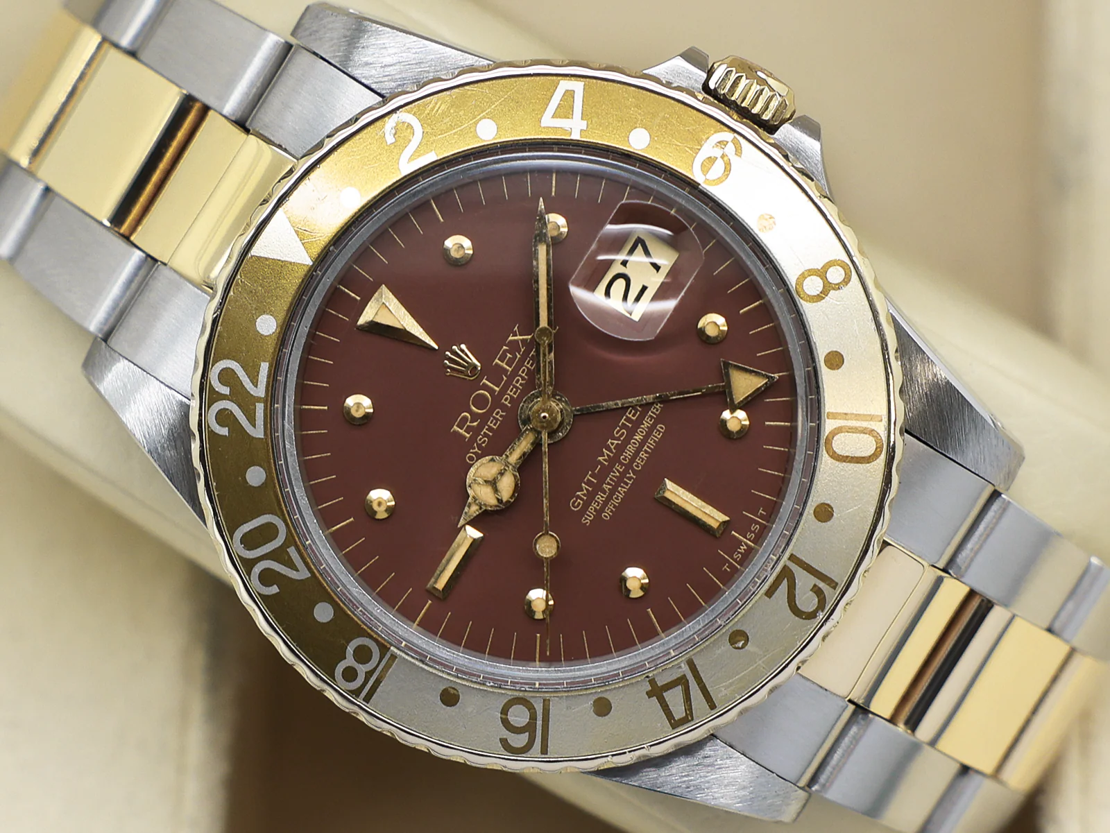 ROLEX GMT-MASTER ROOT BEER 1675 18ct YELLOW GOLD/STEEL NIPPLE DIAL WARRANTY 1980 UK B&P - Image 6