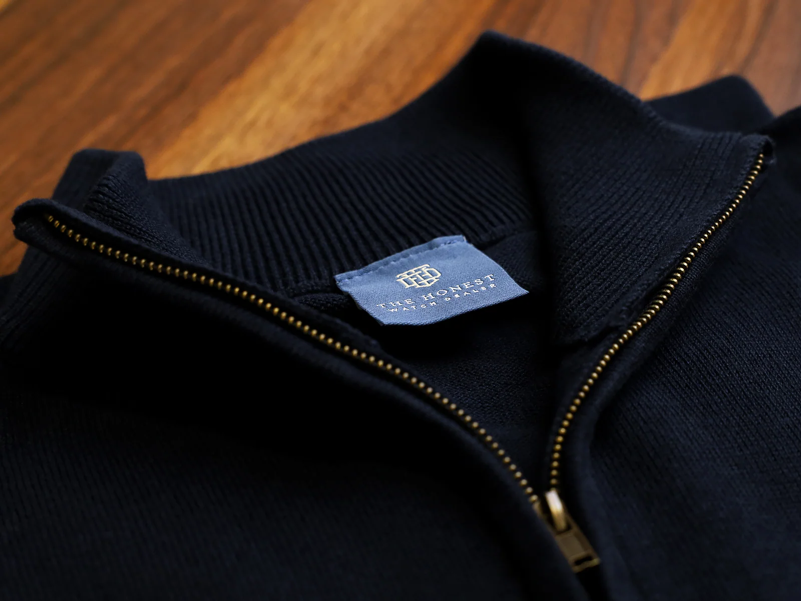 THE HONEST WATCH DEALER COTTON 1/4 ZIP JUMPER IN NAVY BLUE - Image 4