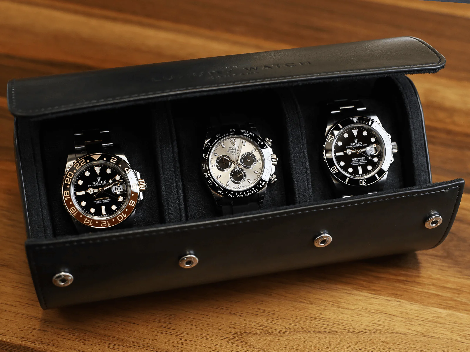 THE LUXURY WATCH COMPANY VEGAN LEATHER TRIPLE WATCH ROLL WITH SLEEVE AND BOX - Image 7